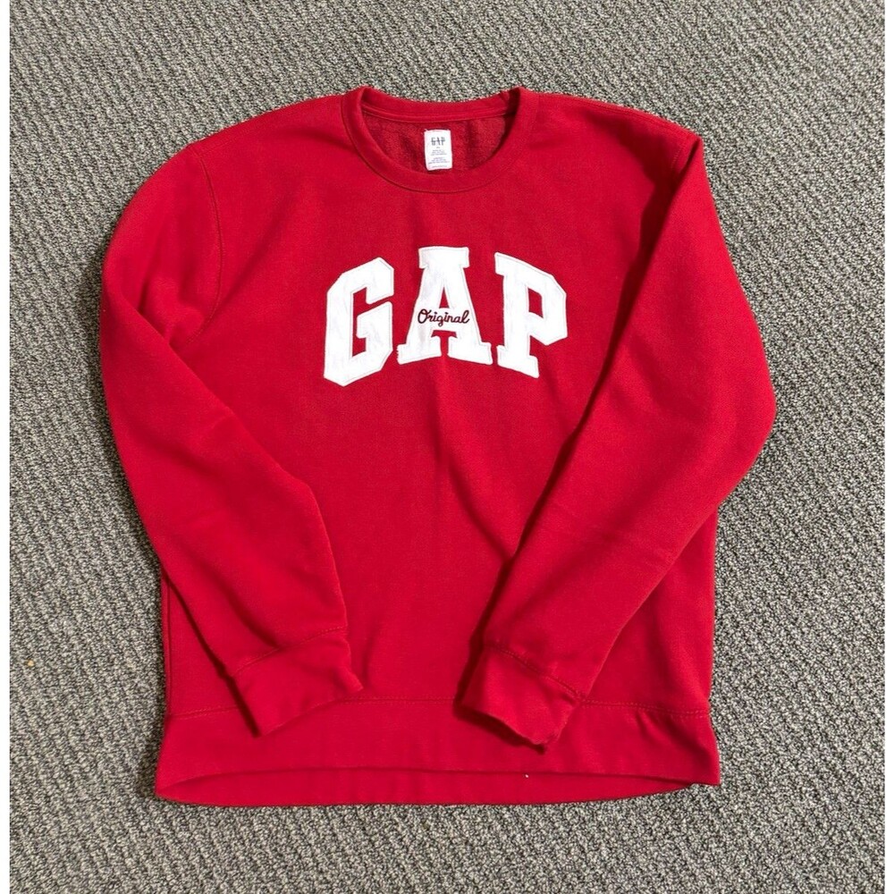 GAP Red Crewneck Pullover Fleece Sweatshirt Logo Solid Size XL